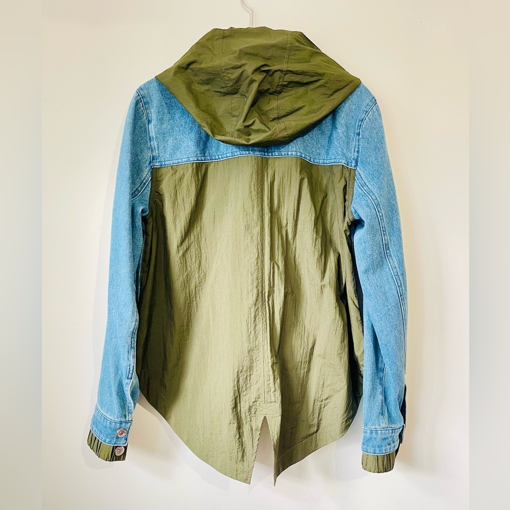 Veronica Beard Waterfall Shani Jacket Olive Green Blue Denim - Picture 4 of 5